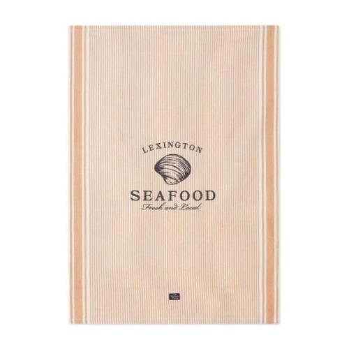 Lexington Seafood Striped & Printed viskestykke 50x70 cm Beige/Hvid