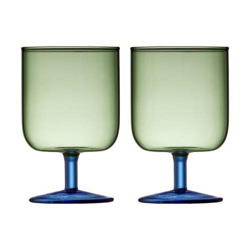 Lyngby Glas Torino vinglas 30 cl 2-pak Green-blue