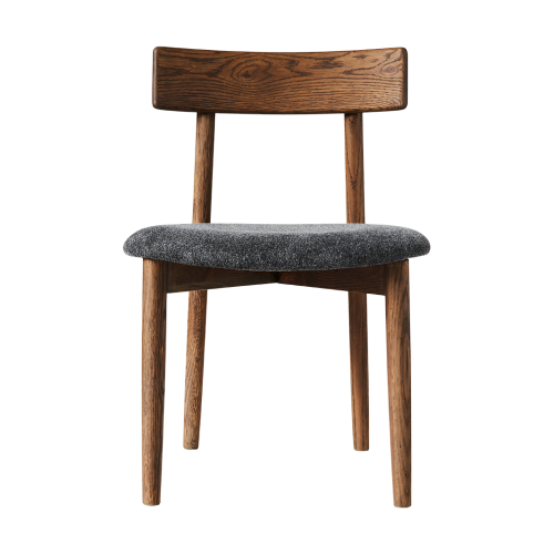 MUUBS Tetra stol med polstret sæde Granitfarvet stof-mørkfarvet eg