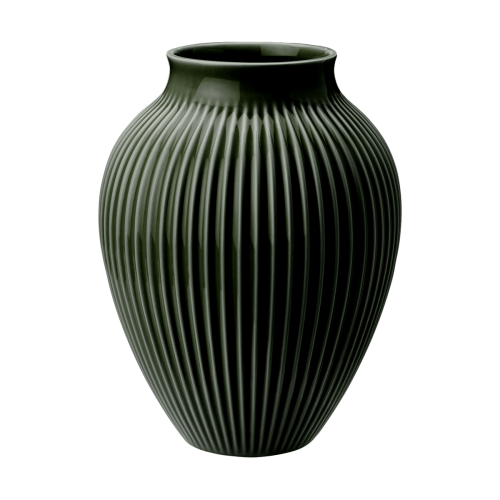 Knabstrup Keramik Knabstrup vase riflet 27 cm Dark green