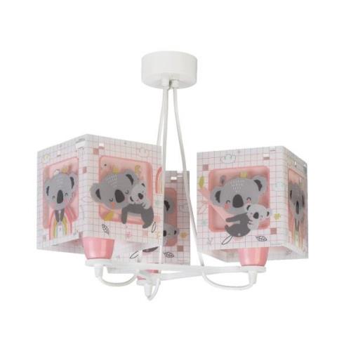 Hængelampe til børn, Koala, 3-lys, pink