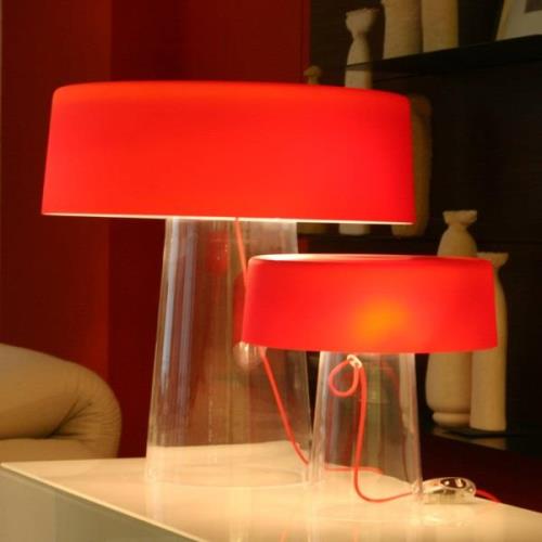 Prandina Glam bordlampe 48 cm klar/rød skærm