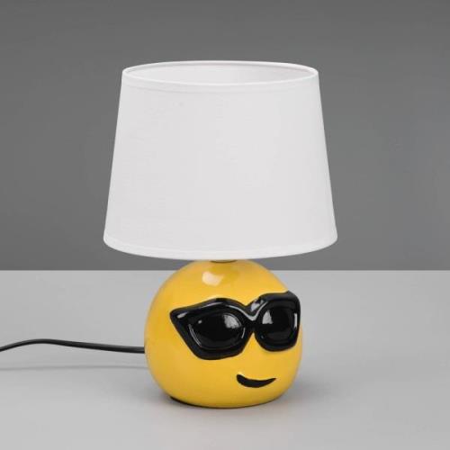 Coolio bordlampe med smiley, hvid stofskærm
