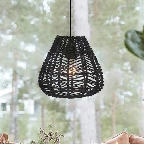 PR Home Adelle hængelampe af rattan, sort, Ø24cm