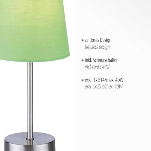 Heinrich bordlampe med grøn stofskærm
