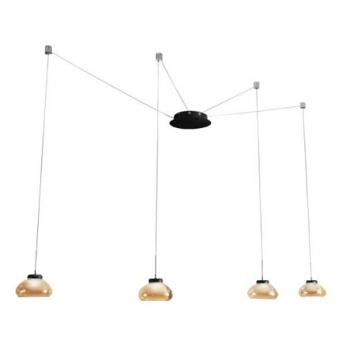 Arabella LED-hængelampe, 4 lyskilder, sort/ravgul