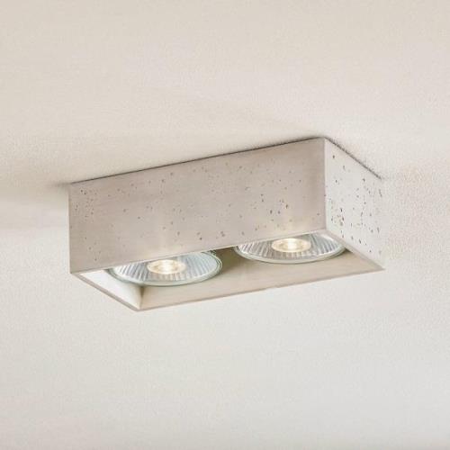 Solana påbygnings-downlight, beton, kantet, 2 lk