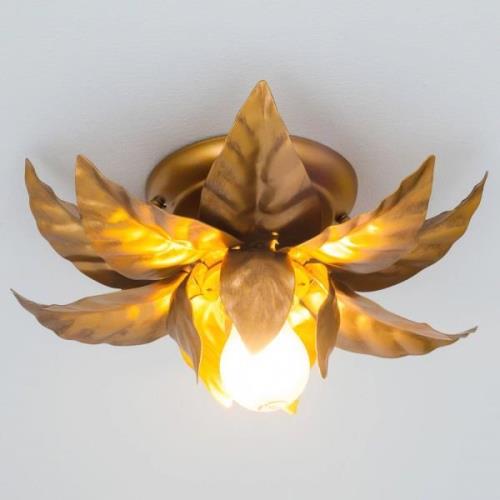ANTIK loftlampe med gyldne blade 26 cm