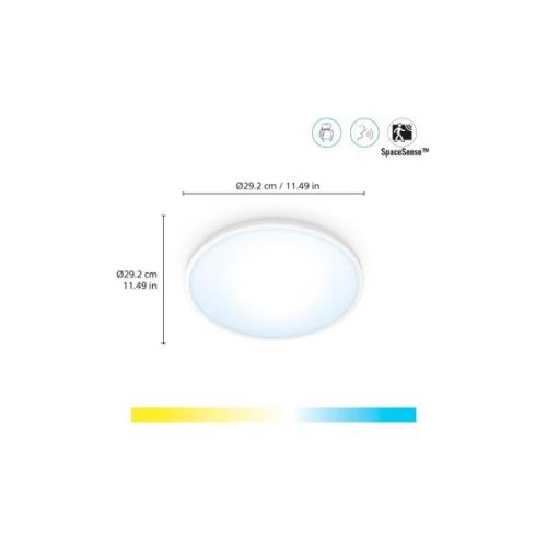 WiZ SuperSlim LED-loftslampe CCT Ø29cm hvid