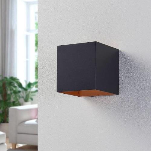 Arcchio LED-væglampe Zuzana, kantet, sort, 9,7 cm bred