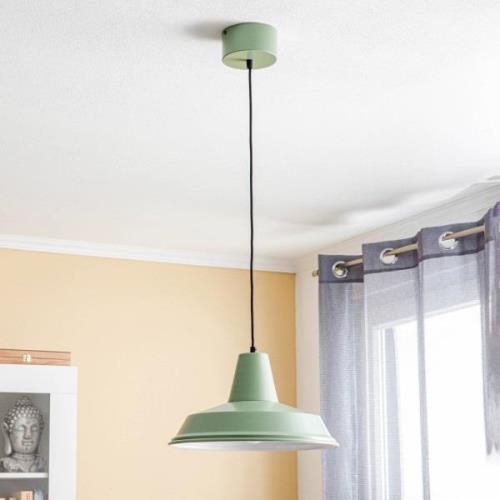 Class hængelampe af metal, grøn/hvid