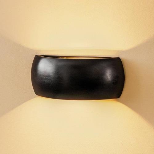 Bow up/down væglampe, keramik, sort, bredde 32 cm