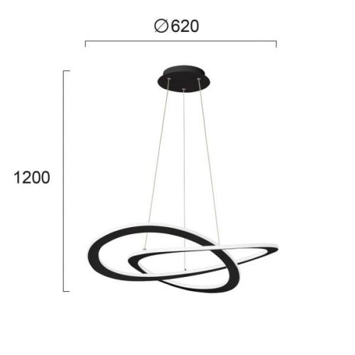 Charlie LED-hængelampe, Ø 62 cm, sort