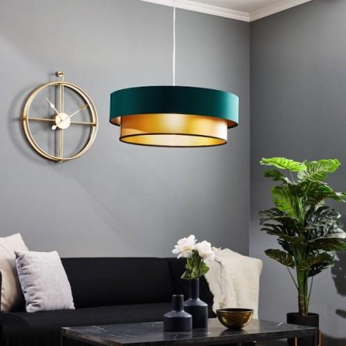 Dorina hængelampe, grøn/guld Ø 60cm