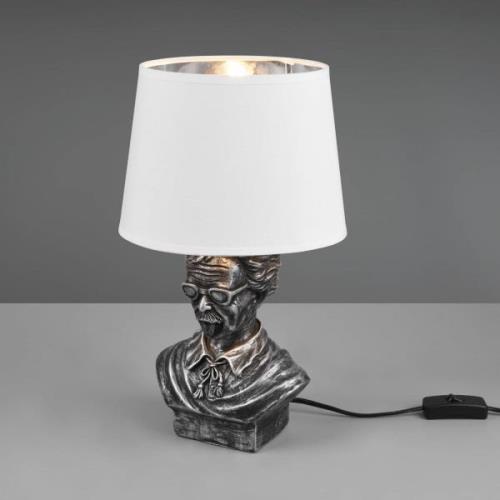 Albert bordlampe i busteform, sølv/hvid