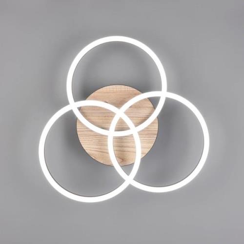 Circle LED-loftlampe 3 lysk fjernbetjening træ