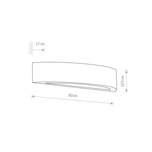 Gipsy væglampe, up/down, halvrund, bredde 60 cm