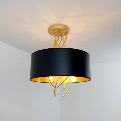 Elba loftlampe, Ø30 cm, tre fatninger, sort/guld