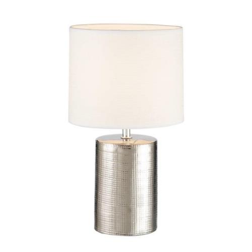 Prata bordlampe, cylindrisk, hvid/sølv