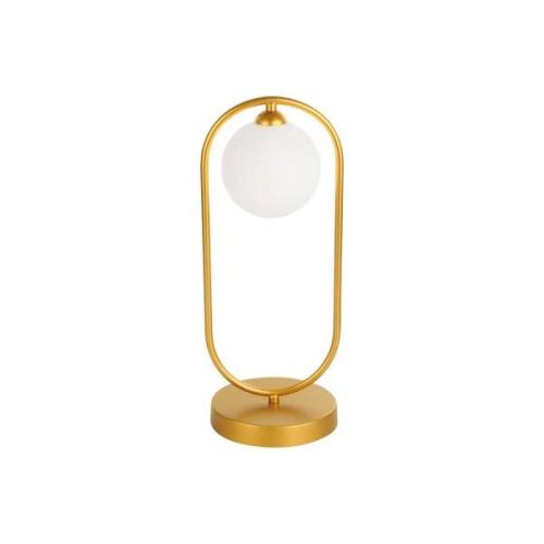 Fancy bordlampe med glasskærm, guld