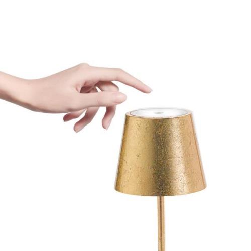 Zafferano Poldina mini bordlampe, batteri, guld