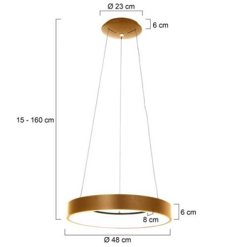 LED-hængelampe Ringlede 2.700 K Ø 48 cm, guld