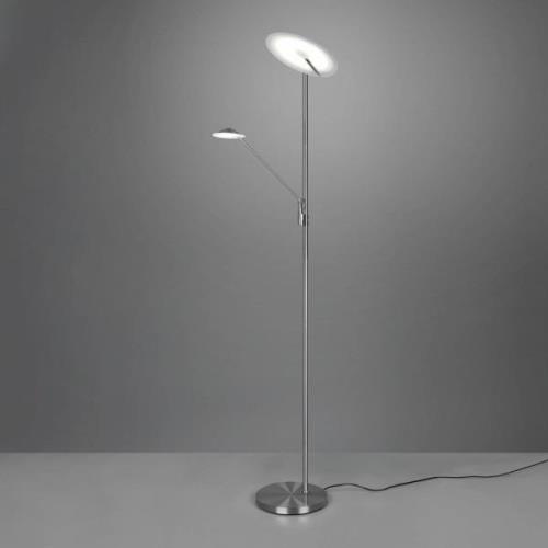Brantford LED-gulvlampe, læselampe, mat nikkel