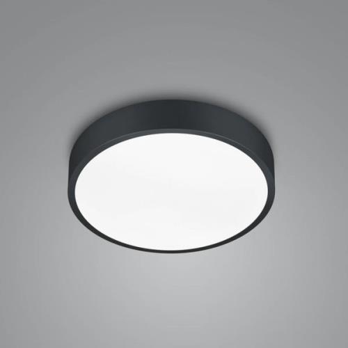 LED-loftslampe Waco, CCT, Ø 31 cm, sort mat