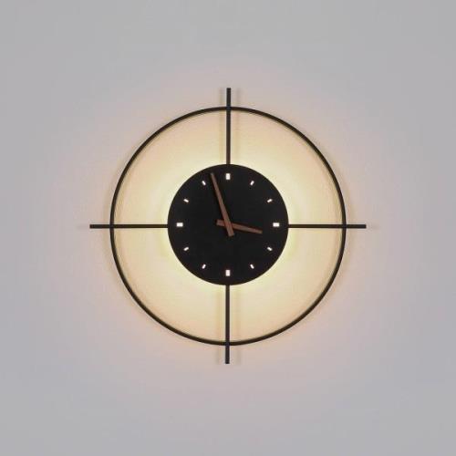 Sussy LED-væglampe med ur, sort, Ø 50 cm