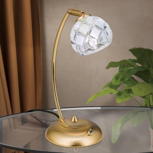 Maderno bordlampe med blykrystal, guld
