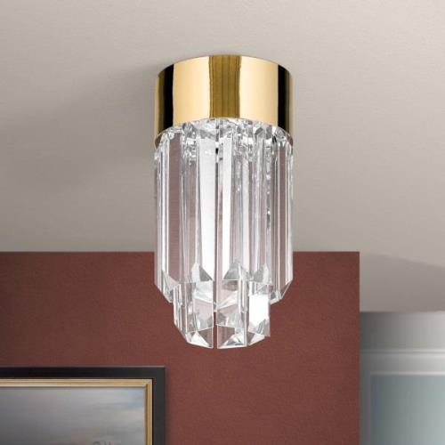 Prism LED-loftlampe, krystalglas, Ø 10 cm, guld