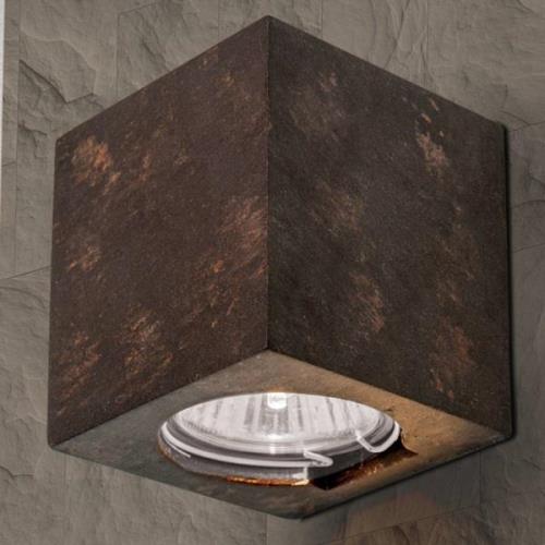 Cube væglampe, keramik, højde 7,5cm, rustbrun