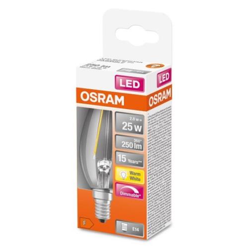 OSRAM LED stearinlyslampe E14 2,8W 827 dæmpbar klar