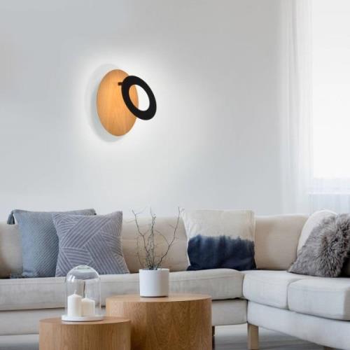Paul Neuhaus Nevis LED-væglampe af træ, rund