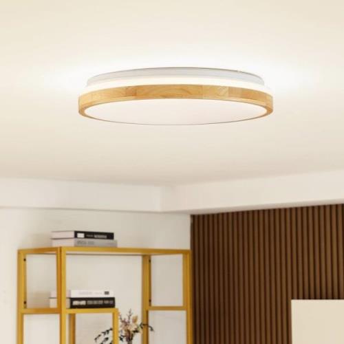 Lindby LED-loftslampe Emiva, toplyskilde, CCT, træ