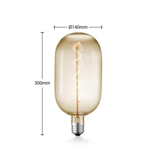 Lucande LED-pære E27 T140 4 W 2.700 K dæmp, ravgul