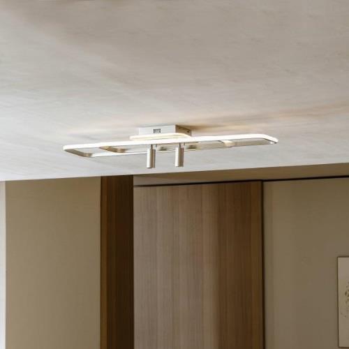 Lucande Tival LED-loftlampe, lang, nikkel