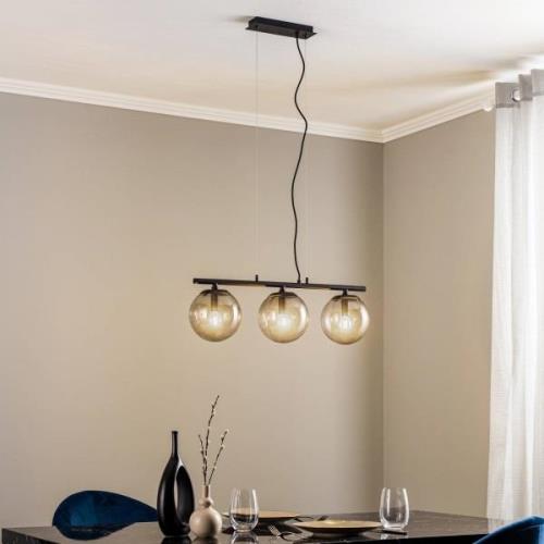 Lucande Sotiana hængelampe, 3-lys, lang, sort