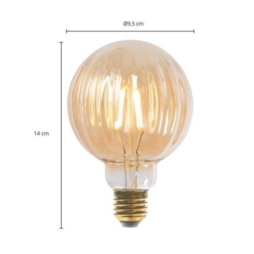 E27 3,8W LED-lampe G95, 2700K, 340lm, riller amber