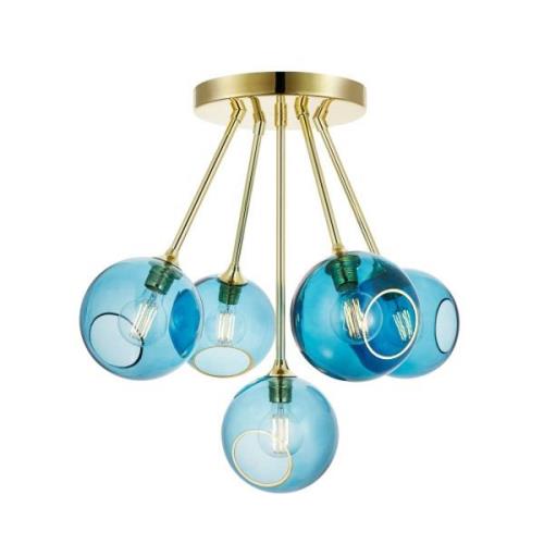 Ballroom Molecule loftslampe, blå, glas, 5-lys