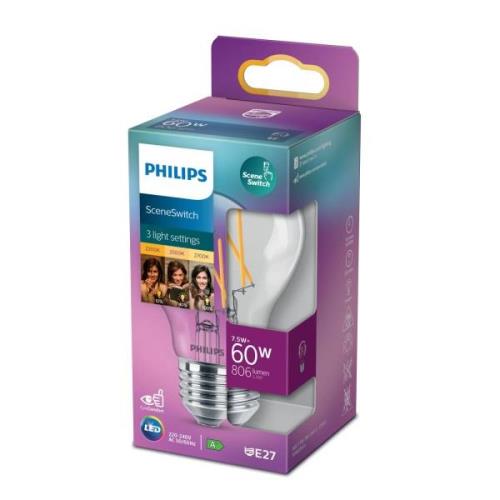 Philips SceneSwitch E27 LED-lampe 7,5 W glødetråd