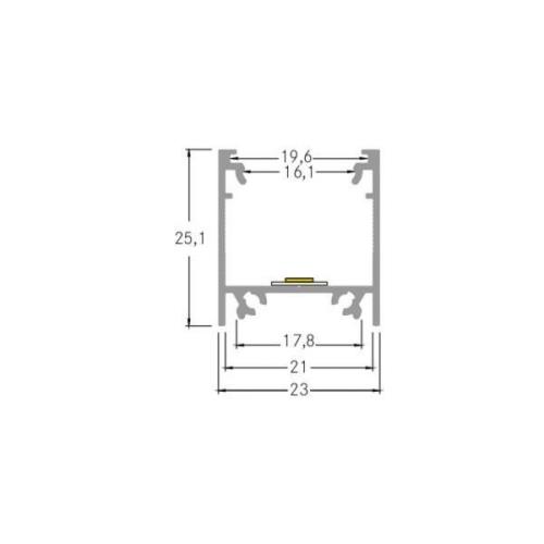 BRUMBERG monteringsprofil højde 25 mm længde 1 m aluminium