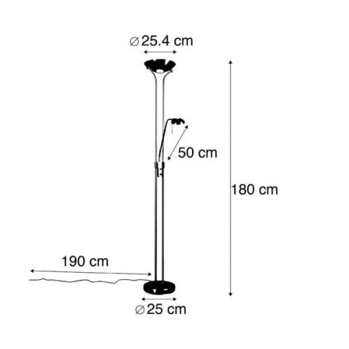 Diva LED-uplight lampe med læselampe, stål