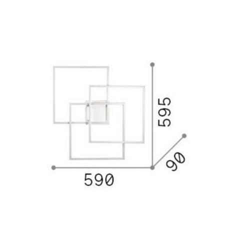 Ideal Lux LED-væglampe Frame sort 3 lyskilder 59 x 59,5 cm