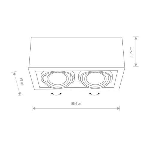 Box II downlight, 2 lyskilder, sort