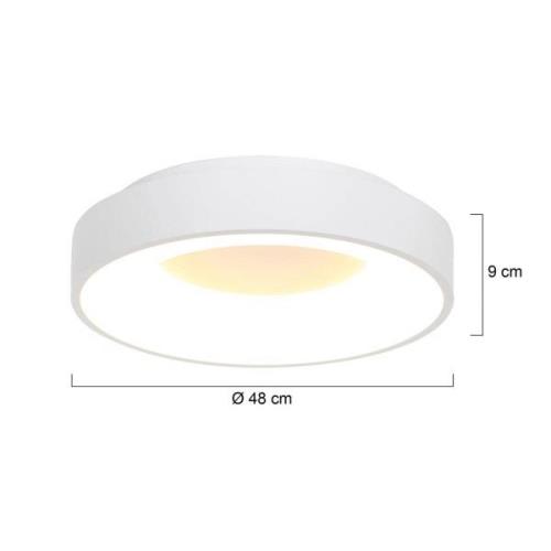 Ringlede LED loftlampe, 2.700 K, Ø 48 cm, hvid, metal