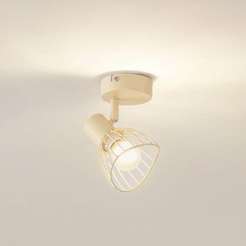 Lindby loftlampe Piena, beige, 1 lyskilde, metal, Ø 93.cm