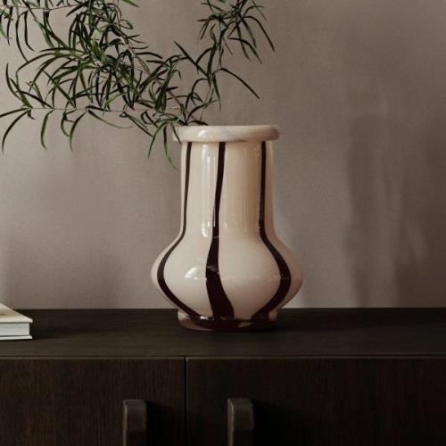 ferm LIVING Riban-vase, beige, 24 cm, glas, mundblæst