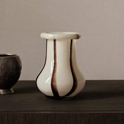 ferm LIVING Riban-vase, beige, 15 cm, glas, mundblæst