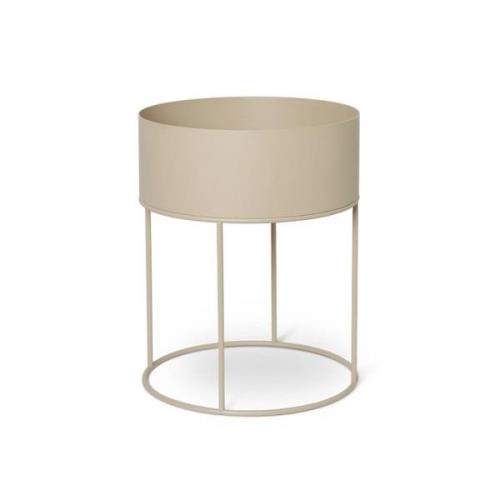 ferm LIVING Plantekasse rund, beige, Ø 40 cm, stål